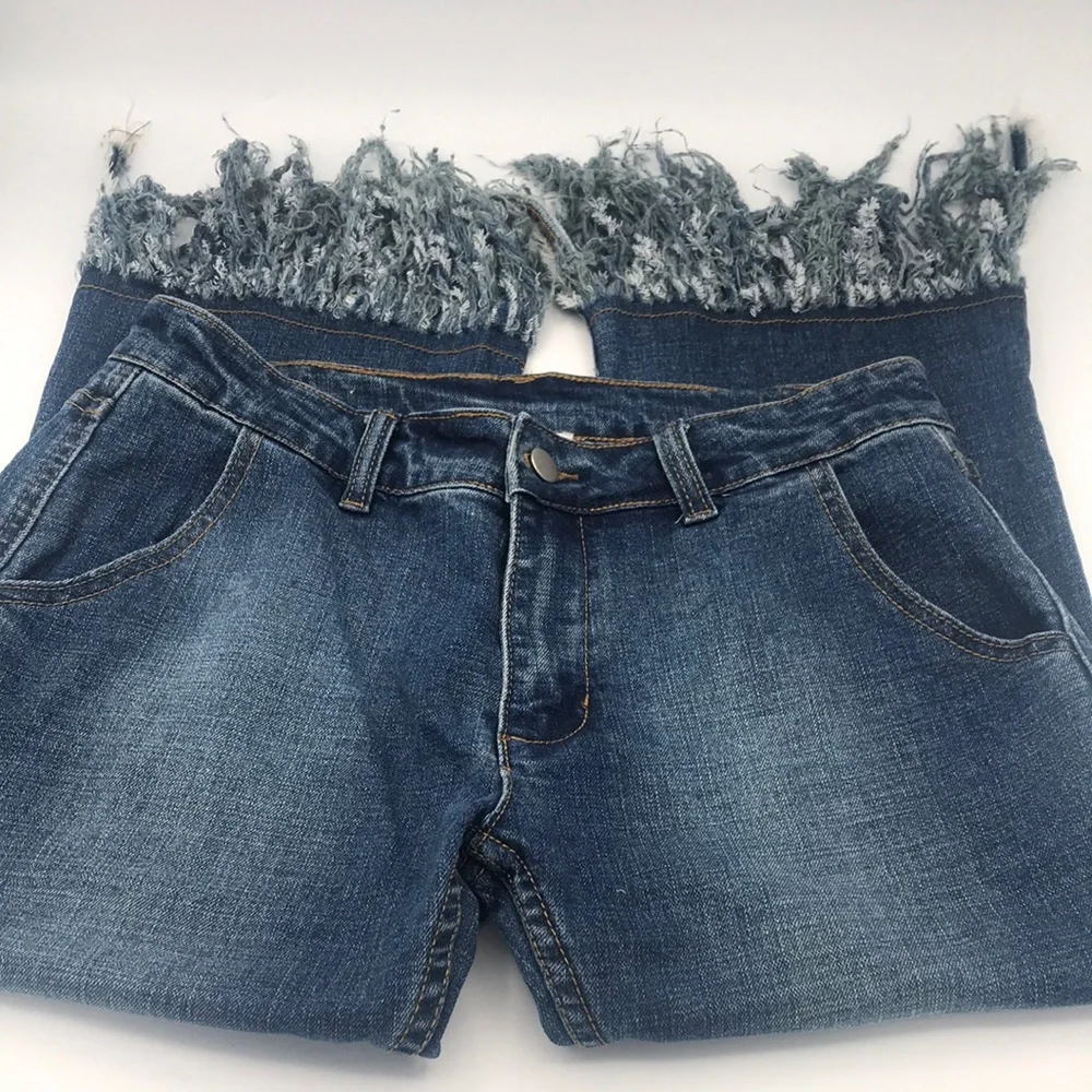 Hayden‎ Los Angeles Raw Fringe Hem Jean Capri Size Small - Picture 2 of 9